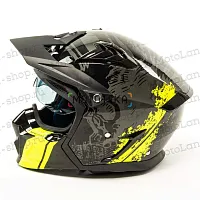 Шлем мото мотард GTX 690 №2 (XXL) BLACK/FLUO YELLOW GREY
