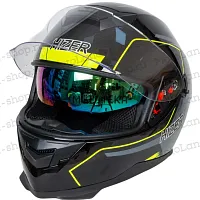 Шлем мото интеграл HIZER (Хайзер) J5318 №1 (M) black/yellow (2 визора)