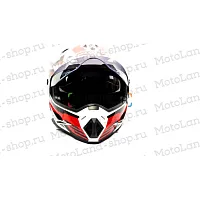 Шлем мото мотард HIZER (Хайзер) J6802 №5 (XL) white/red (2 визора)