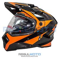 Шлем мото мотард KIOSHI (Киоши) Fighter 802 с очками чёрный/жёлтый (XL)