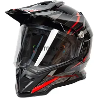 Шлем мото мотард HIZER (Хайзер) B6197-1 №5 (S) black/red