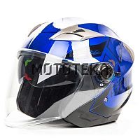Шлем мото открытый HIZER (Хайзер) B208 (M) #3 blue/black (2 визора)
