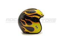 Шлем открытый с козырьком ROCKOT (Рокот) RM-391 Classic Flame (M) (черный/оранжевый глянцевый)