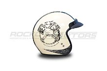 Шлем открытый с козырьком ROCKOT (Рокот) RM-391 Classic Style (L) (слоновая кость глянцевый)