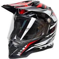 Шлем мото мотард HIZER (Хайзер) B6197-1 №2 (S) black/red/white