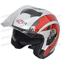Шлем мото открытый HIZER (Хайзер) J222 №1 (S) white/red (2 визора)