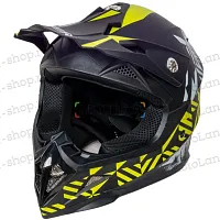 Шлем мото кроссовый HIZER (Хайзер) 211 №2 (M) black/green (подростковый)