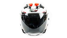 Шлем мото открытый GTX 278 (M) #3 WHITE/RED BLACK (2 визора)