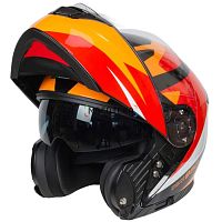 Шлем мото модуляр GTX 550 (M) #2 BLACK/WHITE ORANGE RED (2 визора)