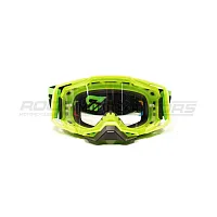 Очки кроссовые ROCKOT (Рокот) RM-147 (лайм/прозрачная, Anti-Scratch)