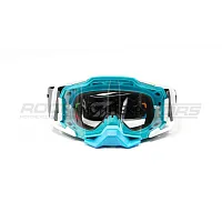 Очки кроссовые ROCKOT (Рокот) RM-147 (белый-синий/прозрачная, Anti-Scratch)