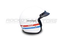 Шлем открытый с козырьком ROCKOT (Рокот) RM-391 Classic Trip (M) (белый глянцевый)