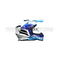 Шлем кроссовый ROCKOT (Рокот) RM-217 Tempest GL (XXL) (синий/белый/чёрный глянцевый)