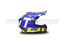 Шлем кроссовый ROCKOT (Рокот) RM-217 Stunt (L) (белый/синий/желтый глянцевый)