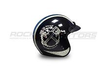 Шлем открытый с козырьком ROCKOT (Рокот) RM-391 Classic Style (S) (черный глянцевый)