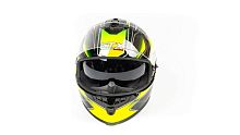 Шлем мото интеграл GTX 5672 (M) #3 BLACK/FLUO YELLOW GREEN (2 визора)