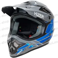 Шлем мото кроссовый HIZER (Хайзер) J6805 №4 (L) grey/blue