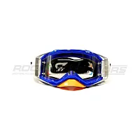 Очки кроссовые ROCKOT (Рокот) RM-135 (синий-серебристый-оранжевый/прозрачная, Anti-Scratch)