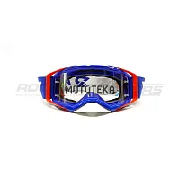 Очки кроссовые ROCKOT (Рокот) RM-135 (синий-красный/прозрачная, Anti-Scratch)