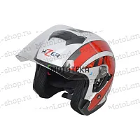 Шлем мото открытый HIZER (Хайзер) J222 №1 (L) white/red (2 визора)
